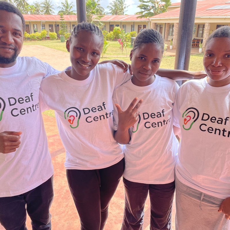 people in deaf centre tshirts